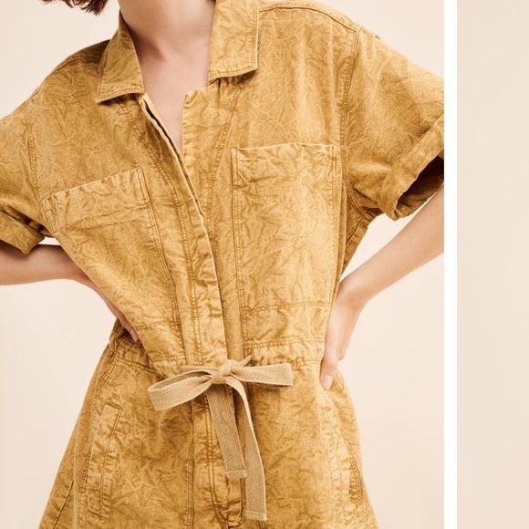 NWOT FREE PEOPLE Rhodes Chino Romper in Neutral size Large - Picture 6 of 7